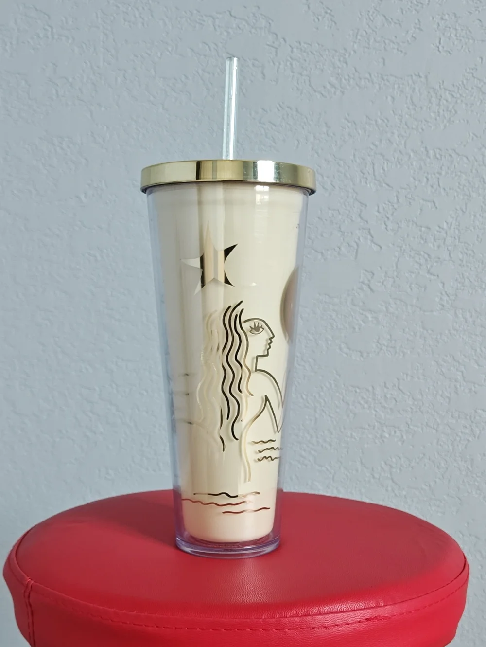 Starbucks 💫✨Gold-Trim Cream Mermaid Tumbler